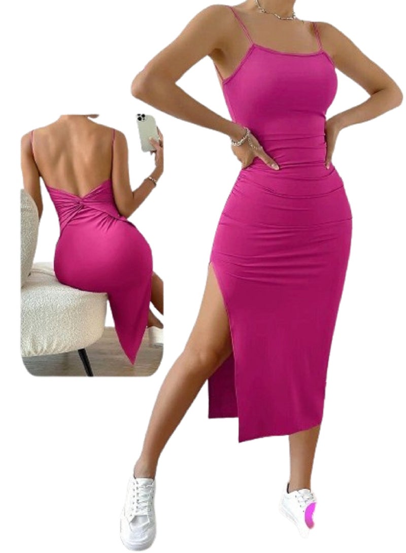 MANIKAN Elegant Women's Lingerie Dress with Side Slit and Open Back 