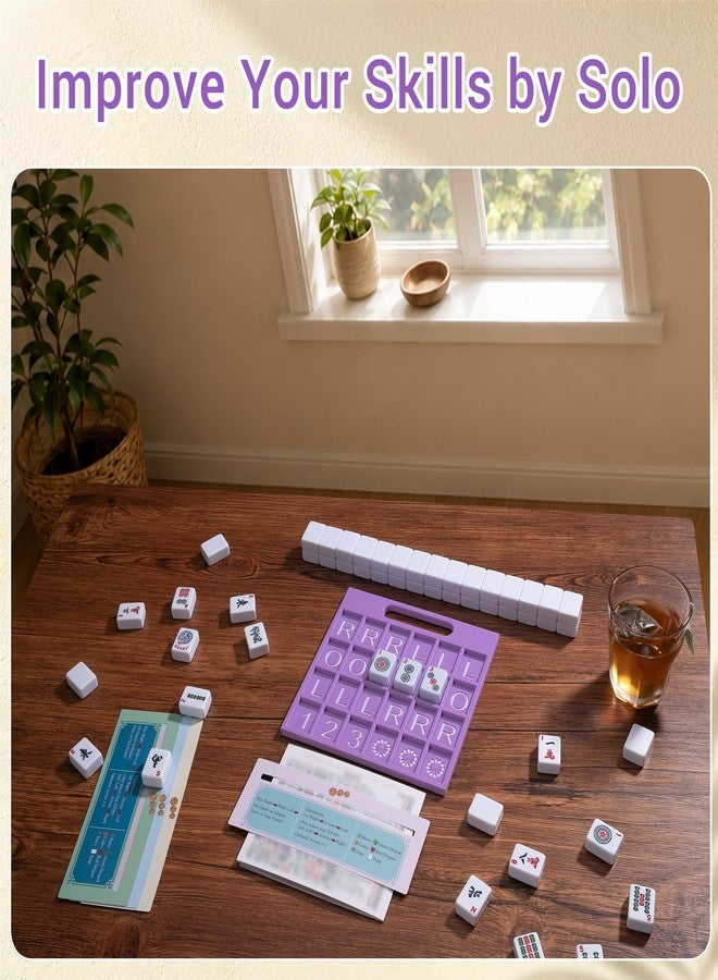 Tinzum Solo Mahjong Board, Line Finder with Rule for Single Player Practice - Image 4