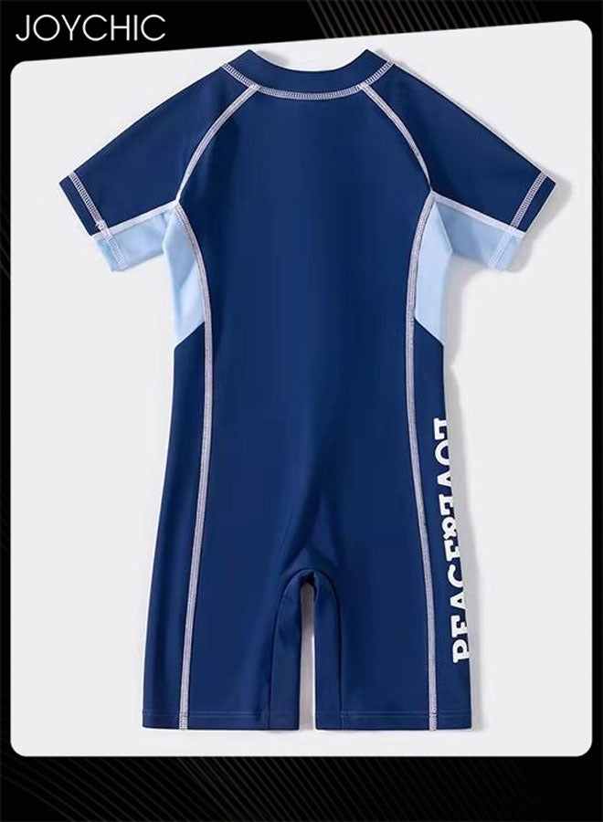 Joychic Boys Summer Short Sleeved Round Neck Quick-drying and breathable Swimwear One-Piece Children Zipper Beach Wear  - Image 2