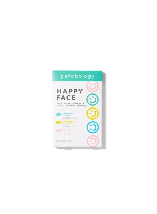 باتشولوجي Happy Face Hydrate, Illuminate, Rose Sheet Mask Bundle