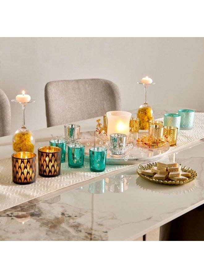 هوم بوكس طقم شمعدانات ثلاثي من الزجاج الزخرفي - Image 3