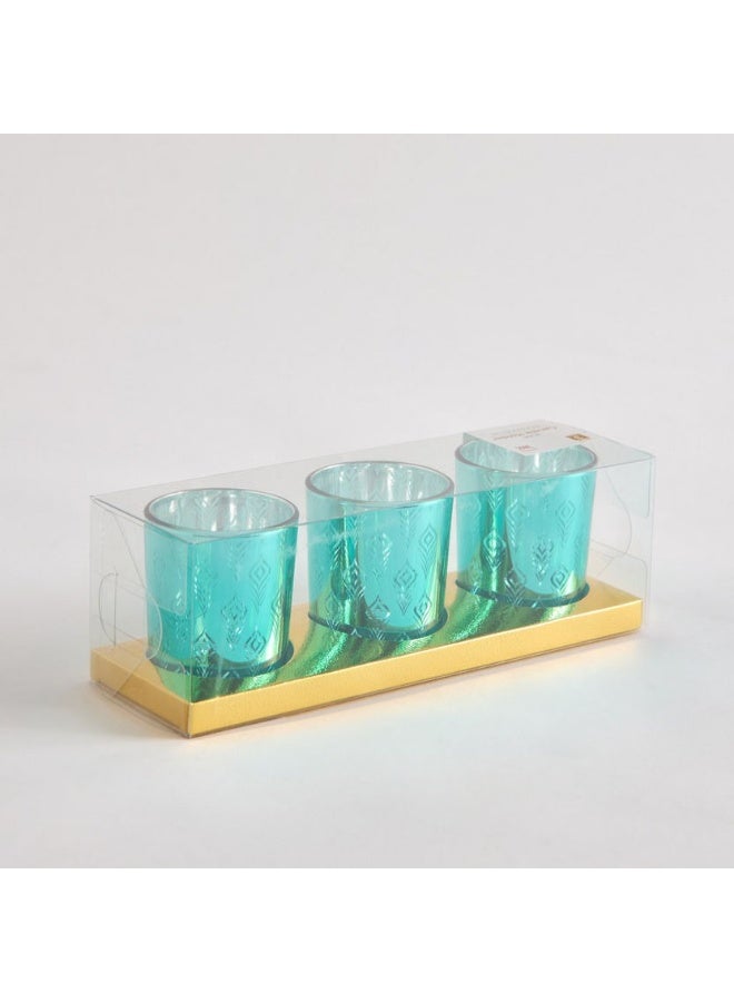 هوم بوكس طقم شمعدانات ثلاثي من الزجاج الزخرفي - Image 4