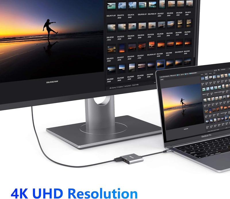 محول متعدد المنافذ USB-C إلى HDMI، م��ور Type-C Thunderbolt 3 إلى HDMI بدقة 4K ومنفذ USB 3.0 ومنفذ ش��ن USB-C، محول AV رقمي متعدد المنافذ USB لأجهزة MacBook وMacBook Pro/Air وGalaxy S8/S9 - Image 3