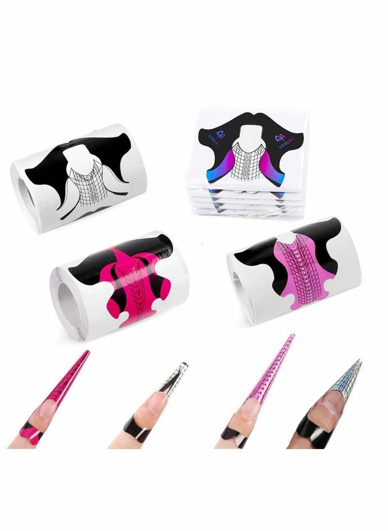 Excefore Nail Form Tips, Shape Nail Art Acrylic Extension Nail Forms Stickers Extension Builder Form Stencil Manicure Tool DIY Home Salon Supplies-400 Pcs  - Image 1
