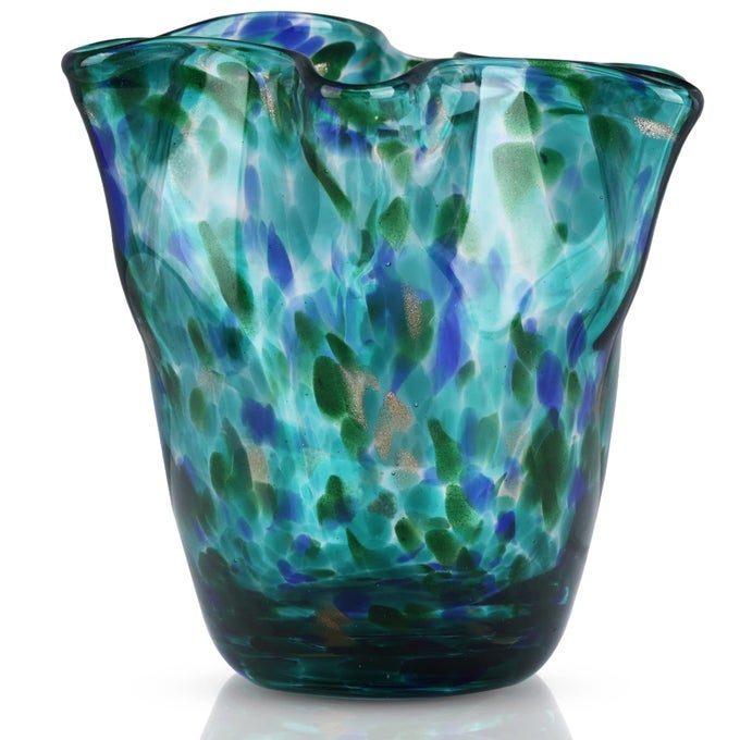 BLOWN GLASS VASE WIDE MOUTH PETAL VASE MODERN GLASS ART VASE LIVING ROOM DECORATION VASE FOR LIVING ROOM KITCHEN WEDDING DINING TABLE OFFICE CENTER TABLE DISPLAY FLOWERS