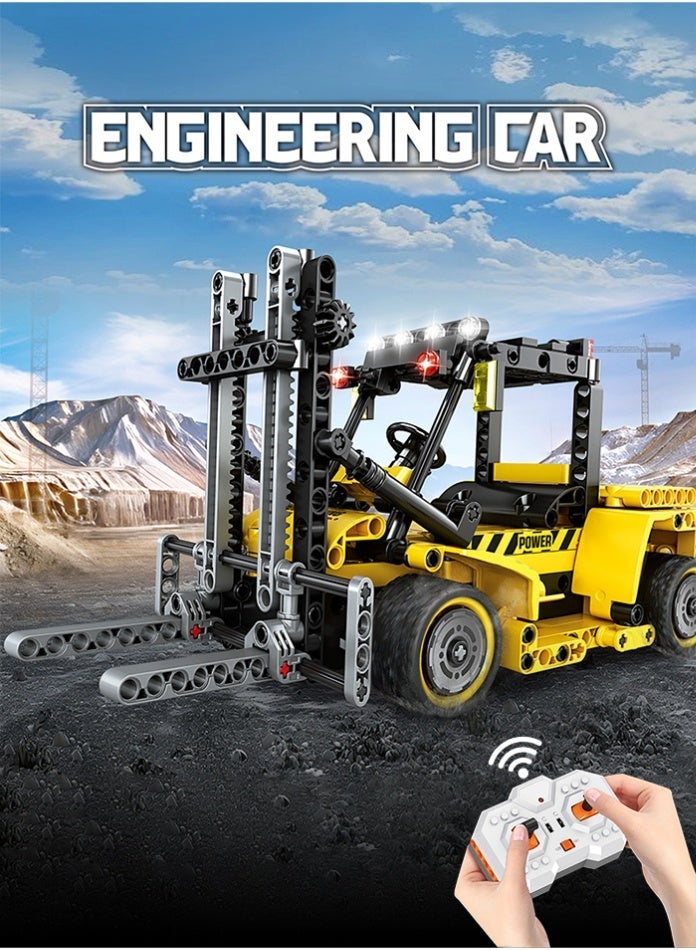 MINGDI Engineering Forklift Building Blocks Toy - 2.4GHz Remote Control Construction Vehicle Set, STEM Educational DIY Assembly Bricks for Kids Aged 6+ - Image 1