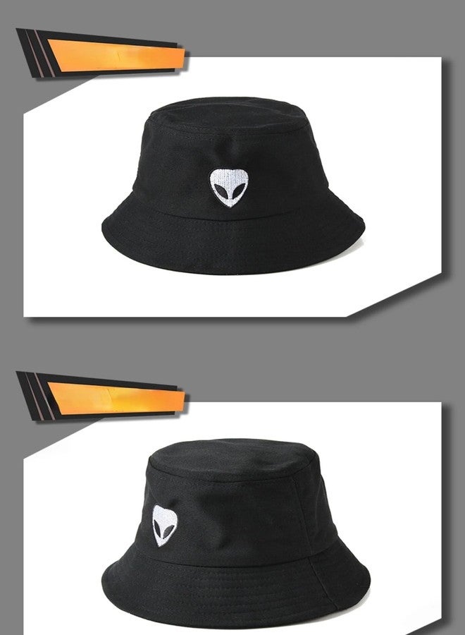 DEDICATED Alien Bucket Hat - UFO Embroidered Trendy Bucket Hat for Men & Women | Sun Protection Outdoor Cap | Black Fisherman Hat for Summer, Beach, Travel, Festivals & Casual Wear - Image 4