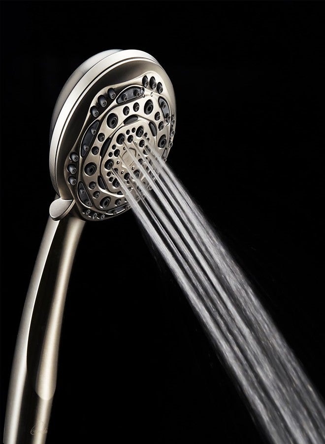 Couradric Handheld Shower Head, 7-Function High Pressure Shower Head with Brass Swivel Ball Bracket and Extra Long Stainless Steel Hose, Brushed Nickel, 4" - Image 5