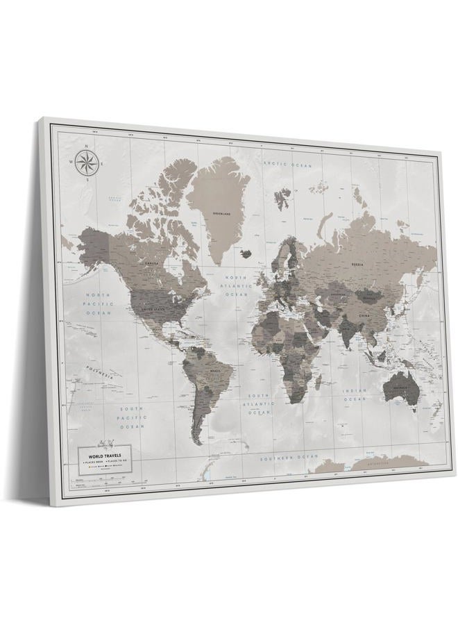 Pin Adventure map World Travel Map Push Pin on Canvas - Detailed World Map Pin Board - Travel Destinations Map World Map Wall Art by Pin Adventure map - Image 1