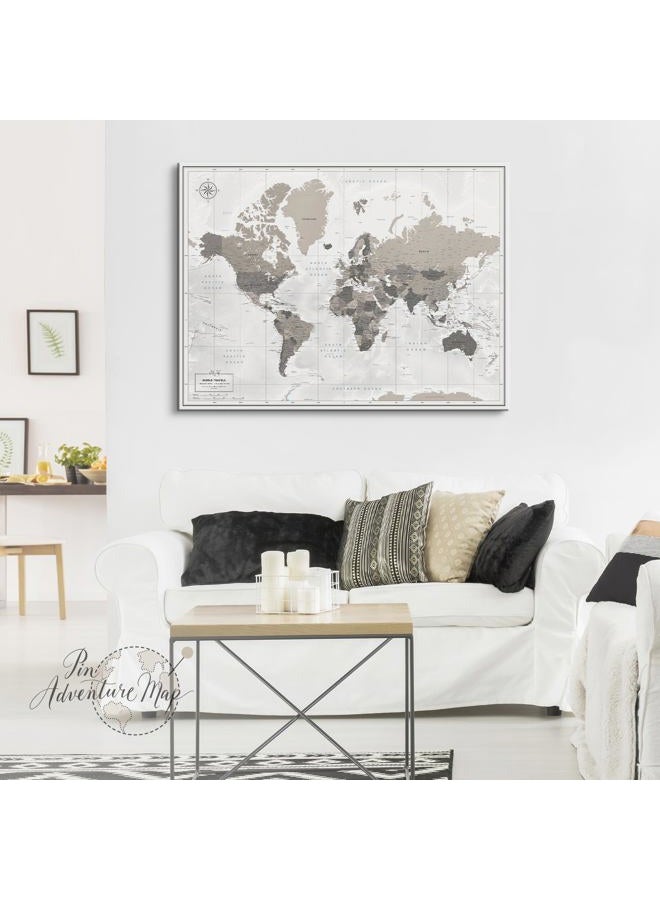 Pin Adventure map World Travel Map Push Pin on Canvas - Detailed World Map Pin Board - Travel Destinations Map World Map Wall Art by Pin Adventure map - Image 2