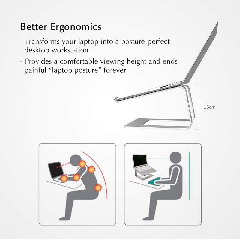 حامل لابتوب من الألومنيوم S5 لجهاز ماك بوك فضي - Image 2