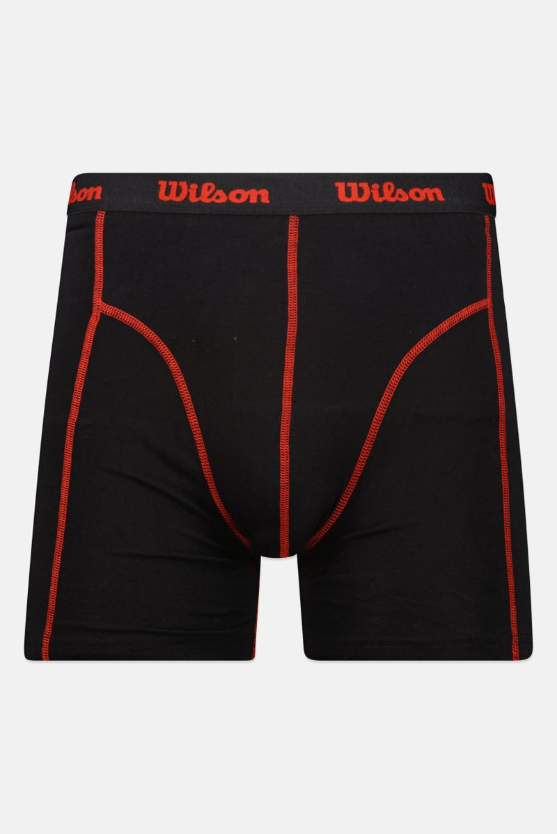 Wilson شورت بوكسر رجالي 3 قطع بشعار العلامة التجارية، أسود - Image 3