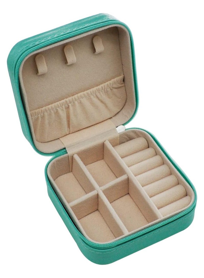 Green Small Jewelry Box, Rings, Earrings, Necklace and Bracelet Organizer, mini Travel portable Jewelry Case, Gifts for Girls, Jewelry Display Case  - Image 1