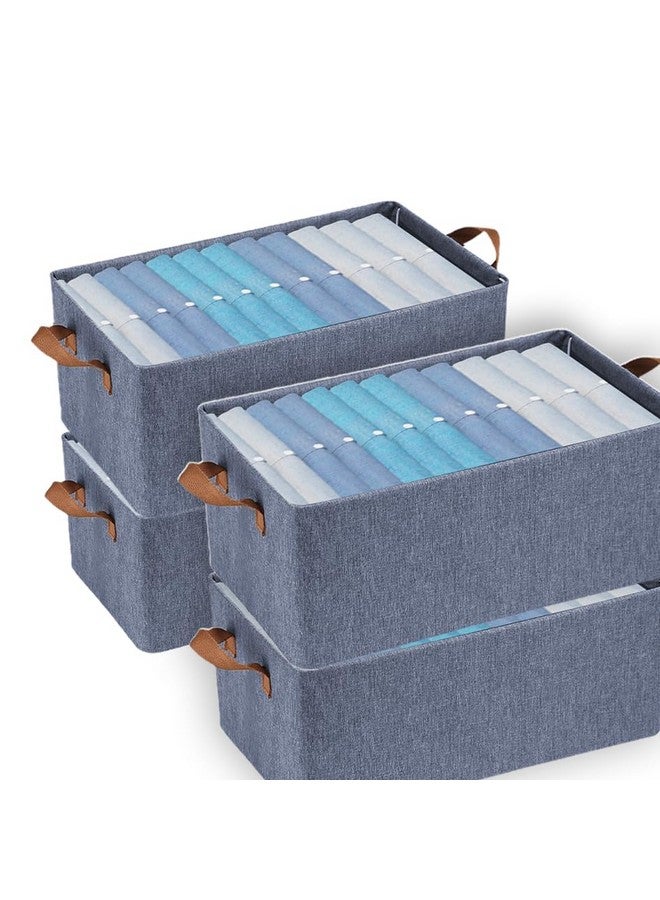 PRIME PICK PRIME PICK XL Oxford Cloth Organizer Durable Foldable Storage Box with Metal Frame & Handles Blue Breathable & Washable for Jeans T-shirts Socks Sweaters Pants Versatile Home Storage Solution Pack 4  - Image 1