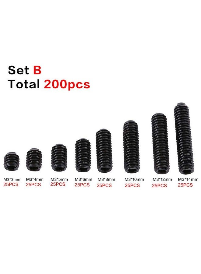 فديت مجموعة براغي من Fdit مكونة من 200 قطعة M3 من الفولاذ الكربوني الأسود - Image 2