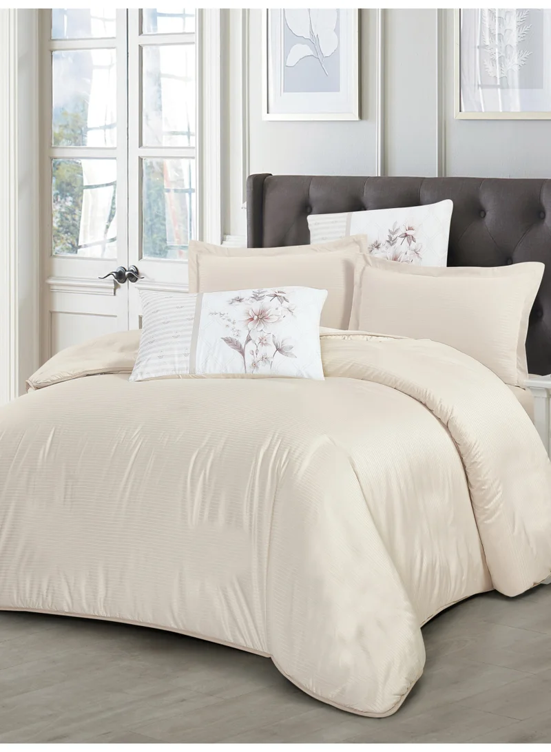 Donetella Duvet Set 4-Pcs Single Size Striped Microfiber Bed Set With 1 Duvet Cover Fits -100 x 200cm- 1 Fitted Sheet 1 PillowSham And 1 Pillowcases(Without Filler)