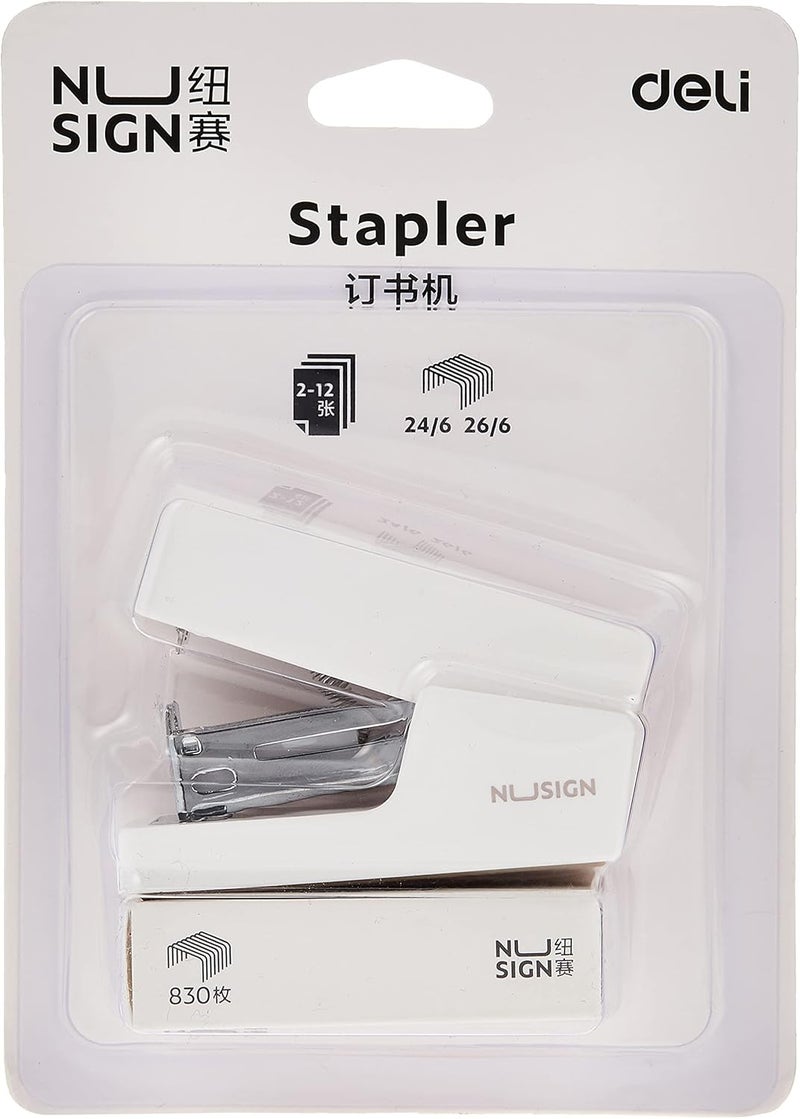 NUSIGN 24/6 & 26/6 12 Sheets Stapler, White - Image 1