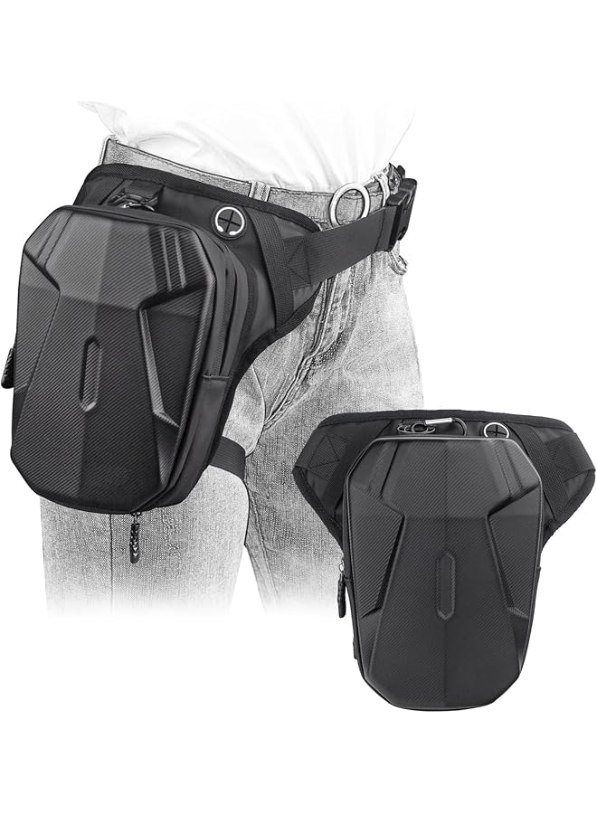 PROMASS promass Hard Shell Drop Leg Bag for Men, Motorcycle Thigh Bag Large Capacity Tactical Crossbody Backpack, Multi-Pocket Storage Hip Thigh Bag for Camping Hiking Cycling Riding, Black  - Image 1