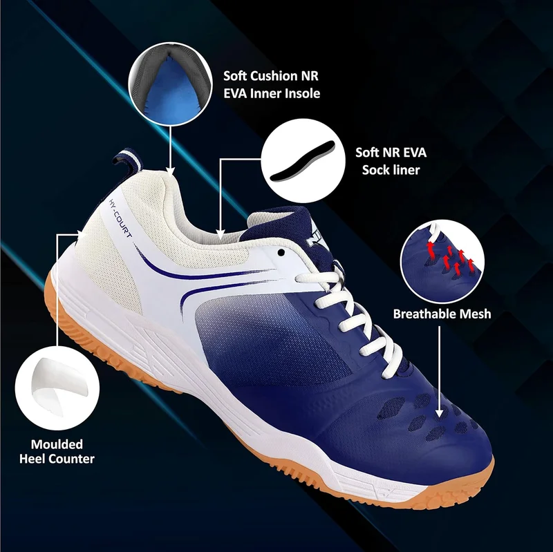 نيفيا Nivia HY-Court 2.0 Badminton Shoe for Men - Breathable Mesh, Lace-Up Closure, Nonmarking Sole