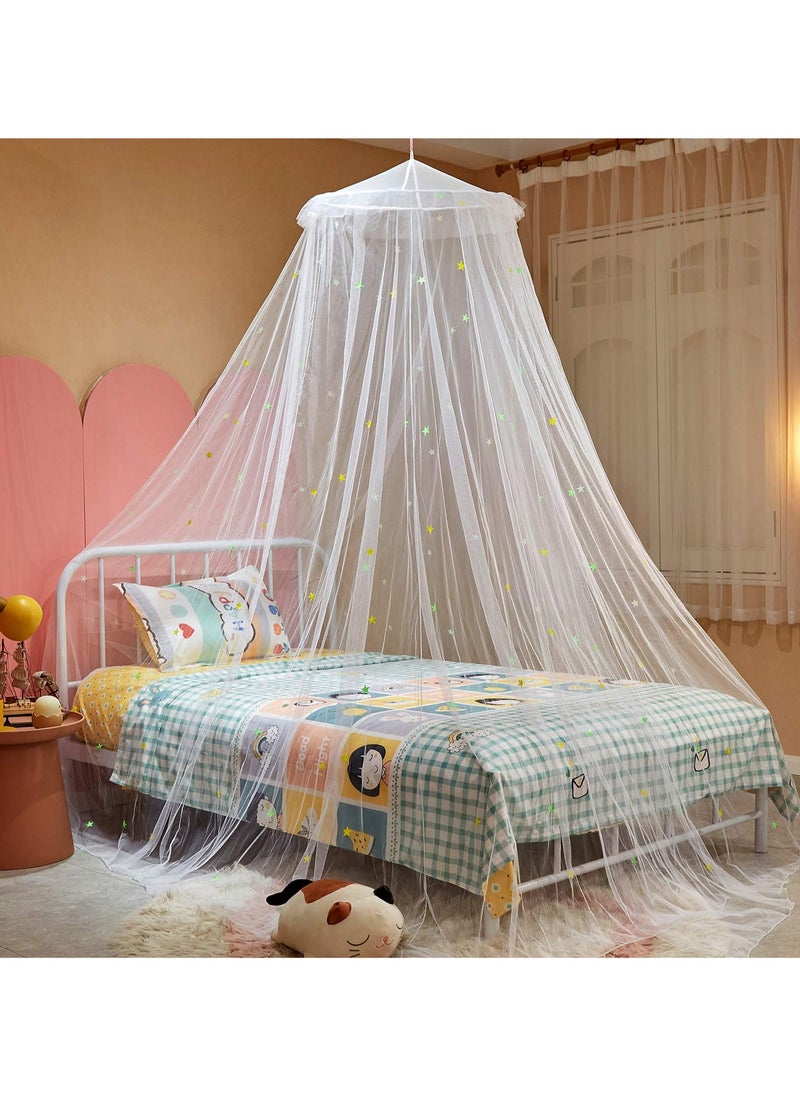 XiuWoo Canopy for 1.5-1.8m Bed for Girls Room with Fluorescent Stars Glow in Dark,Bed Canopy for Kids,Netting Canopy for Bed,Princess Bedroom Decor,Fire Retardant Fabric  - Image 2