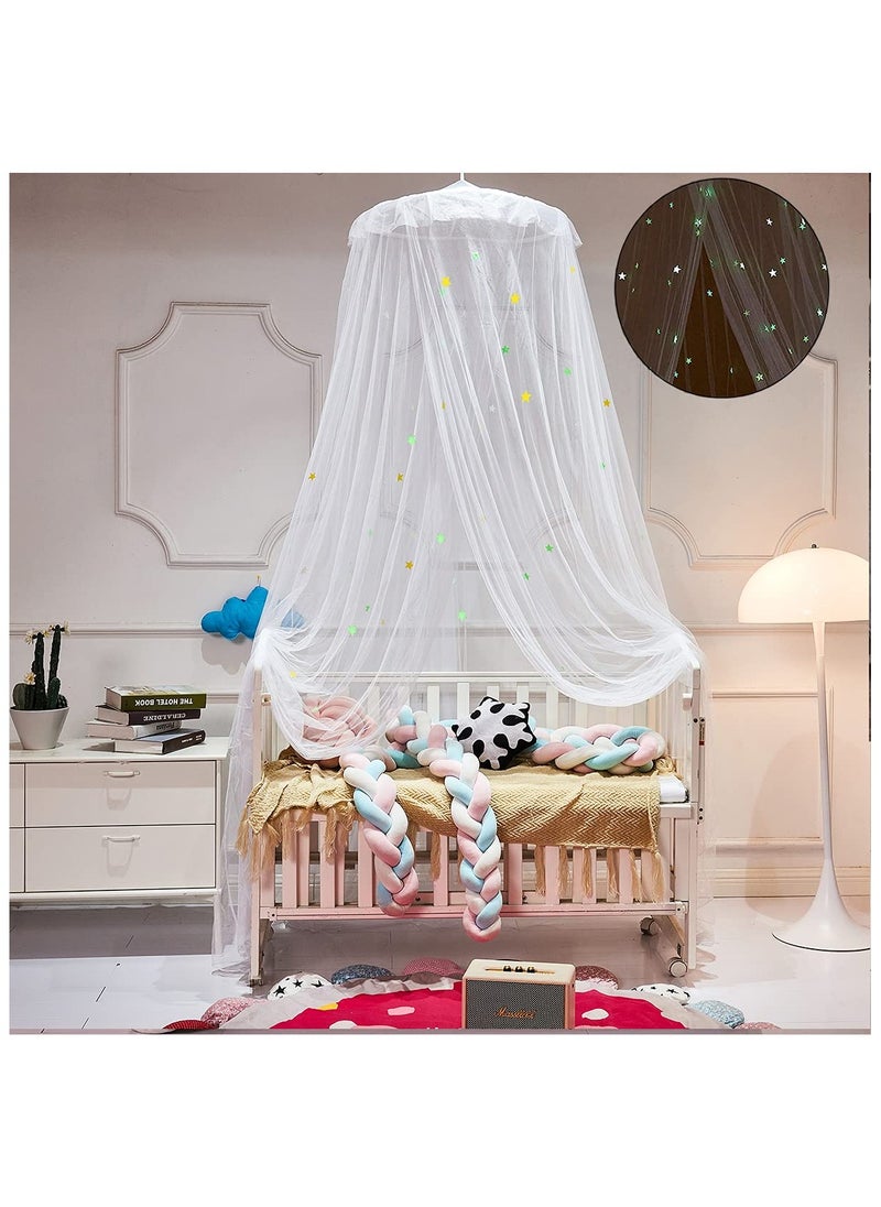 XiuWoo Canopy for 1.5-1.8m Bed for Girls Room with Fluorescent Stars Glow in Dark,Bed Canopy for Kids,Netting Canopy for Bed,Princess Bedroom Decor,Fire Retardant Fabric  - Image 4