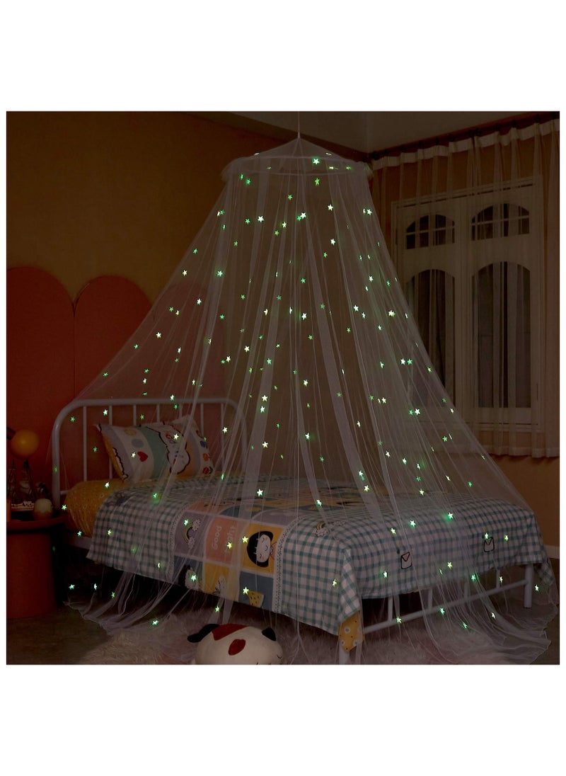 XiuWoo Canopy for 1.5-1.8m Bed for Girls Room with Fluorescent Stars Glow in Dark,Bed Canopy for Kids,Netting Canopy for Bed,Princess Bedroom Decor,Fire Retardant Fabric  - Image 3