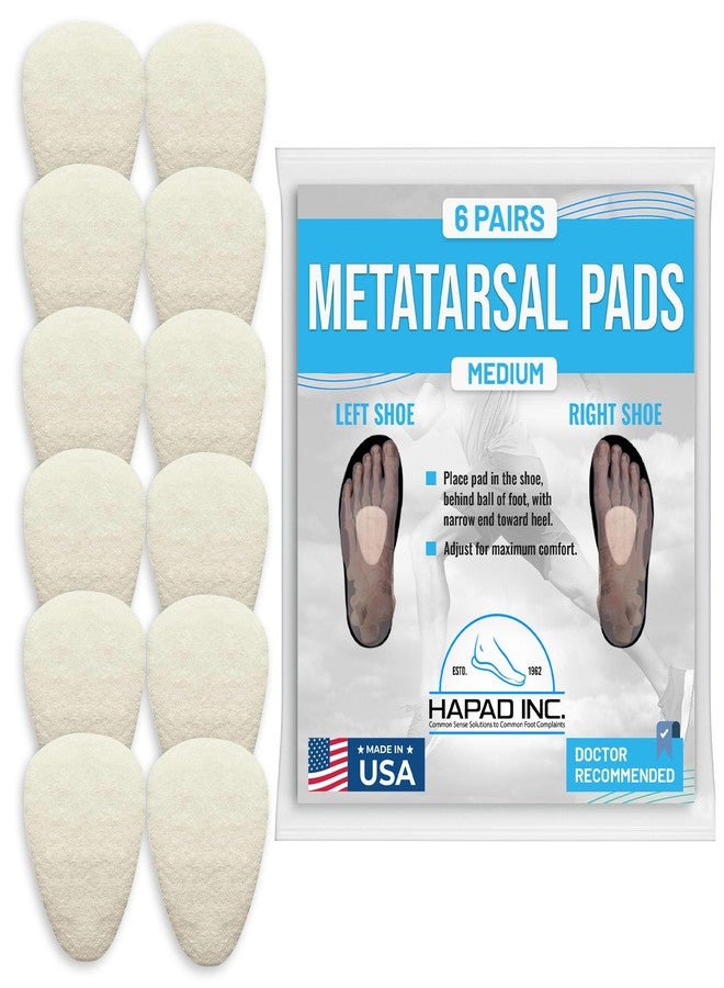 HAPAD Metatarsal Pads for Women & Men - Medium (Pack of 6) - Reusable Forefoot Pads - Self-Adhesive Shoe Inserts for Mortons Neuroma, Metatarsalgia, Ball of Foot Pain - Image 1