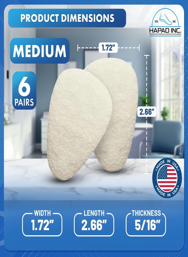 HAPAD Metatarsal Pads for Women & Men - Medium (Pack of 6) - Reusable Forefoot Pads - Self-Adhesive Shoe Inserts for Mortons Neuroma, Metatarsalgia, Ball of Foot Pain - Image 5