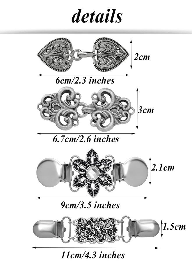 Tornito 12Pcs Vintage Sweater Shawl Clips Retro Cardigan Collar Dresses Chain Clip Antique Flowers Pattern Brooch Pins Clip for Women - Image 2