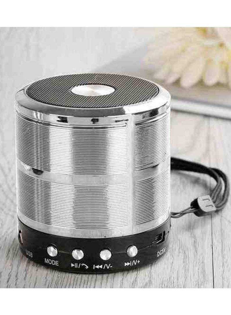 Mini Portable WS-887 Bluetooth Wireless Speaker with FM And Micro-SD Card Slot for All Smartphones  Silver - Image 1