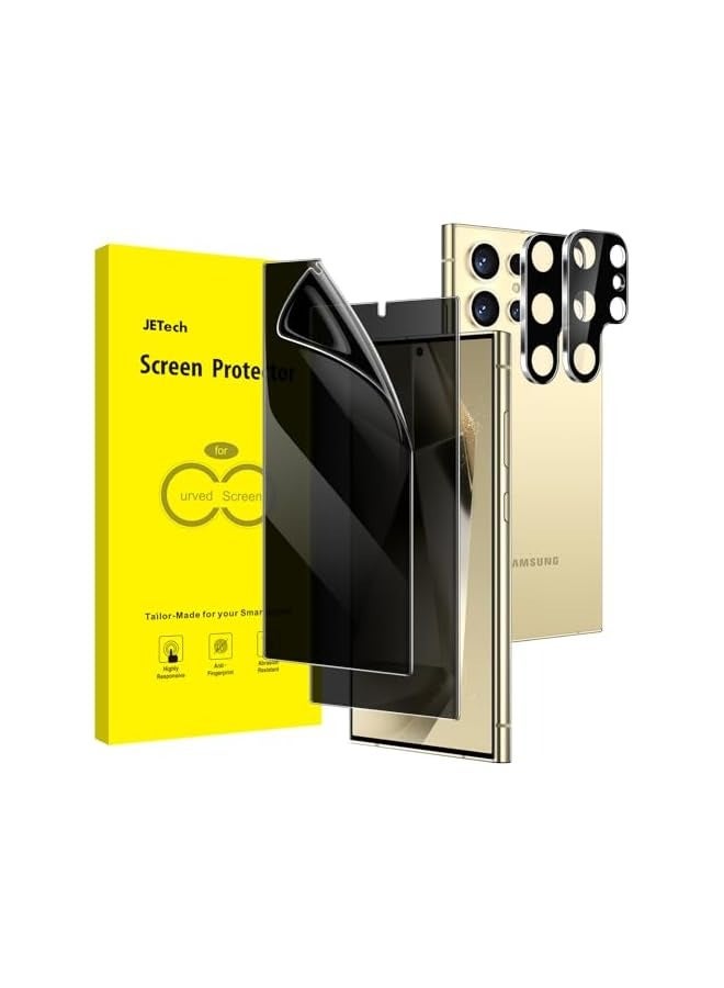 جي تيك واقي شاشة للخصوصية لهاتف Galaxy S24 Ultra 5G مقاس 6.8 بوصة مع واقي عدسة الكاميرا، طبقة TPU مرنة مضادة للتجسس، متوافق مع فتح بصمات الأصابع، عبوتان لكل منهما - Image 1