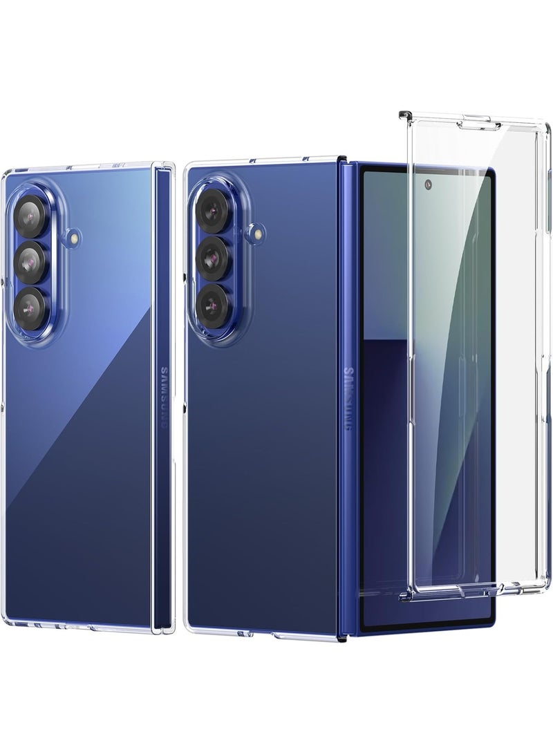 Crystal Clear Case for Samsung Galaxy Z Fold 7 with tempered Screen Glass , Slim Fit Transparent Hard PC Back Bumper Protective Shockproof Scratch Resistant Case for Samsung Galaxy Z Fold7 5G 2025 - Image 1