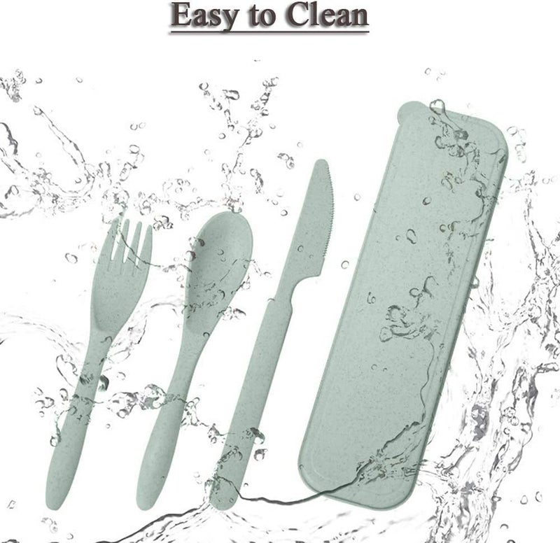 SEVIA Premium Spoon Fork Butter Knife Chopstick Set Flatware Dinnerware Cutlery Tableware Set Wheat Straw Spoon Fork Knife Chopstick for Picnic Camping Travel Outdoor Lunch - Image 5