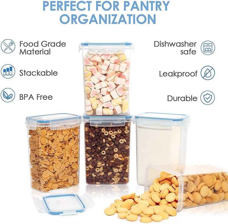 Diablos Airtight Kitchen Storage Containers Set of 4-1500ml, Plastic Fridge Storage Container with Lock & Seal Lid, Blue - Image 5