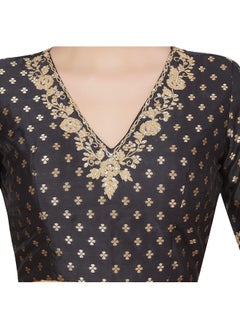 Studio Shringaar Studio Shringaar Women's Brocade Embroidered V-Neck Readymade Saree Embroidery Sleeve Blouse (Black, 40)  - Image 5
