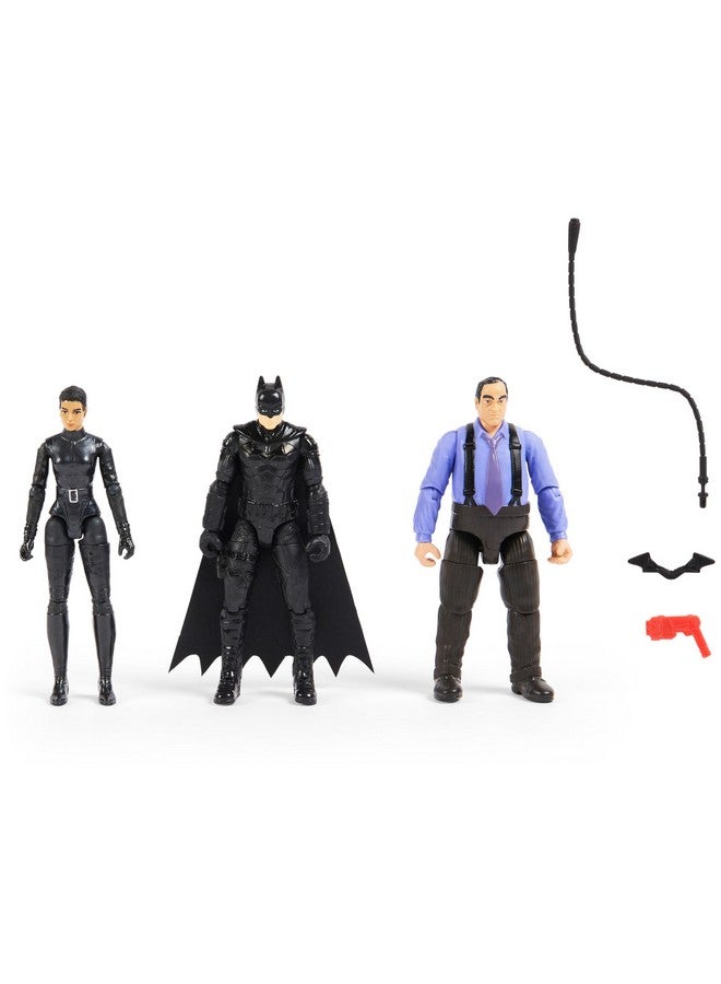 DC Comics DC Comics Batman 3-Pack with Exclusive 4' Batman, Selina Kyle, The Penguin Action Figures, 3 Accessories - Image 1
