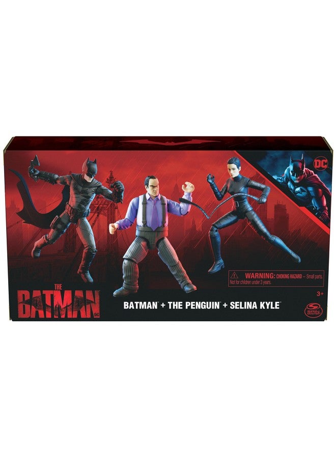 DC Comics DC Comics Batman 3-Pack with Exclusive 4' Batman, Selina Kyle, The Penguin Action Figures, 3 Accessories - Image 2