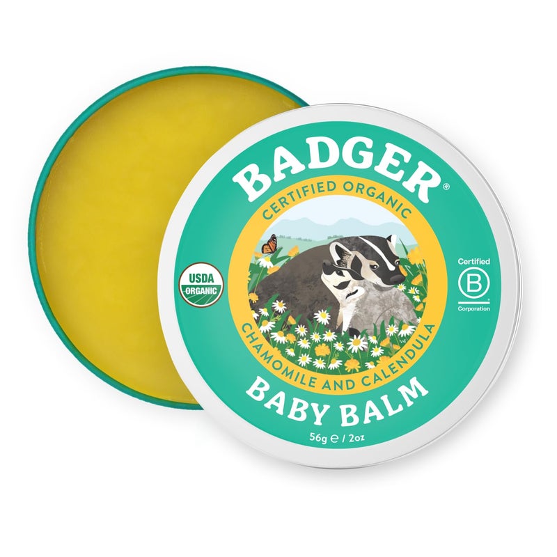 Badger Baby Balm, Organic Calendula Cream, Soothes Diaper Rash, Cradle Cap & Dry Skin, 100% Organic Baby Cream, Pediatrician Tested & Long Lasting, 2 oz Tin - Image 1