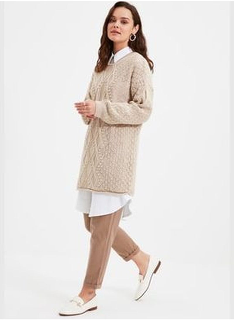 trendyol Cream Openwork Knitwear Sweater TCTAW22AK0089  - Image 2