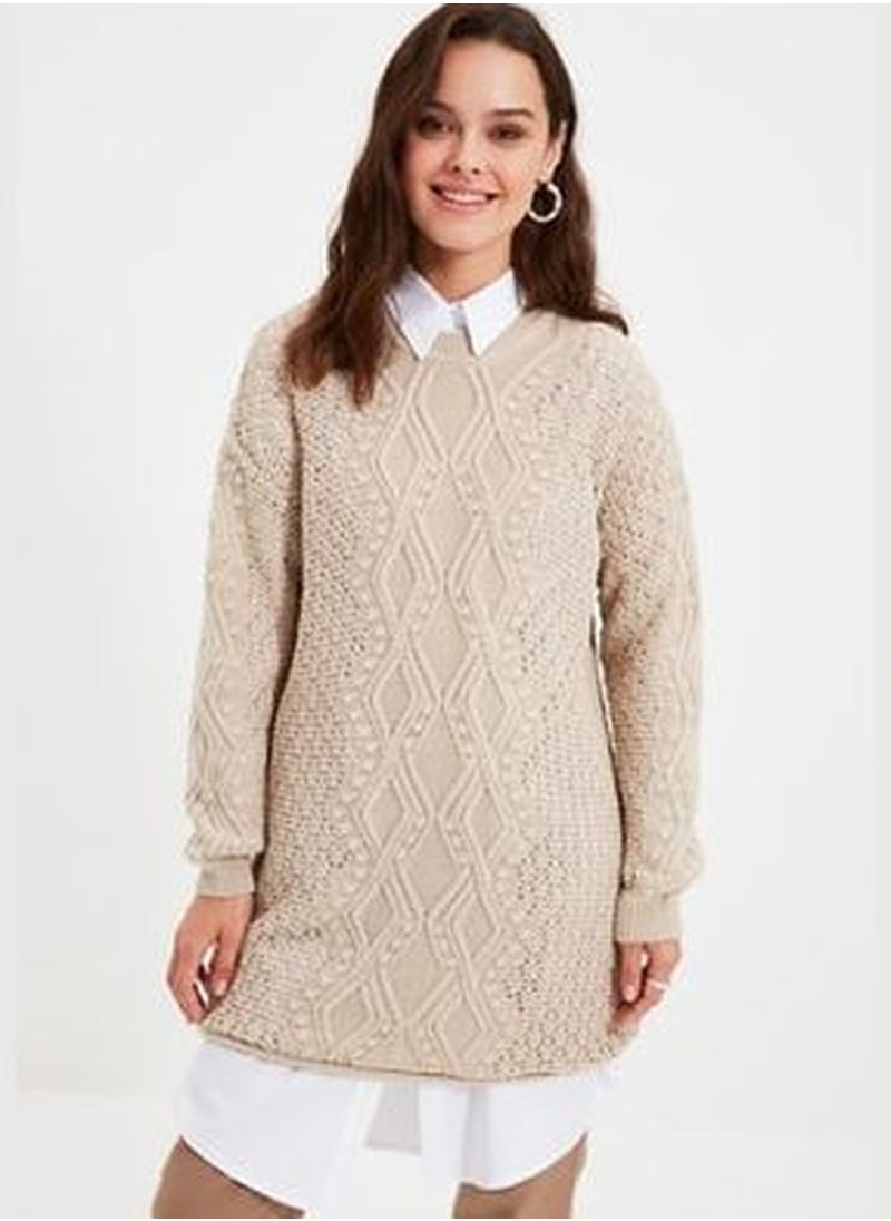 trendyol Cream Openwork Knitwear Sweater TCTAW22AK0089  - Image 1