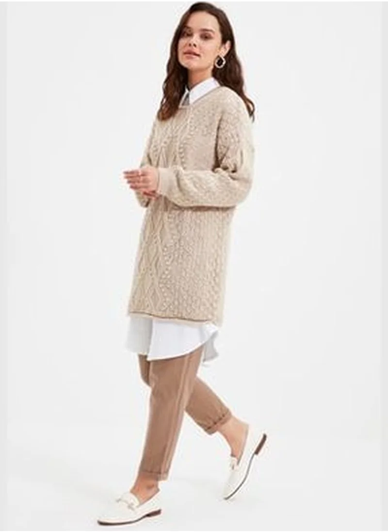 trendyol Cream Openwork Knitwear Sweater TCTAW22AK0089