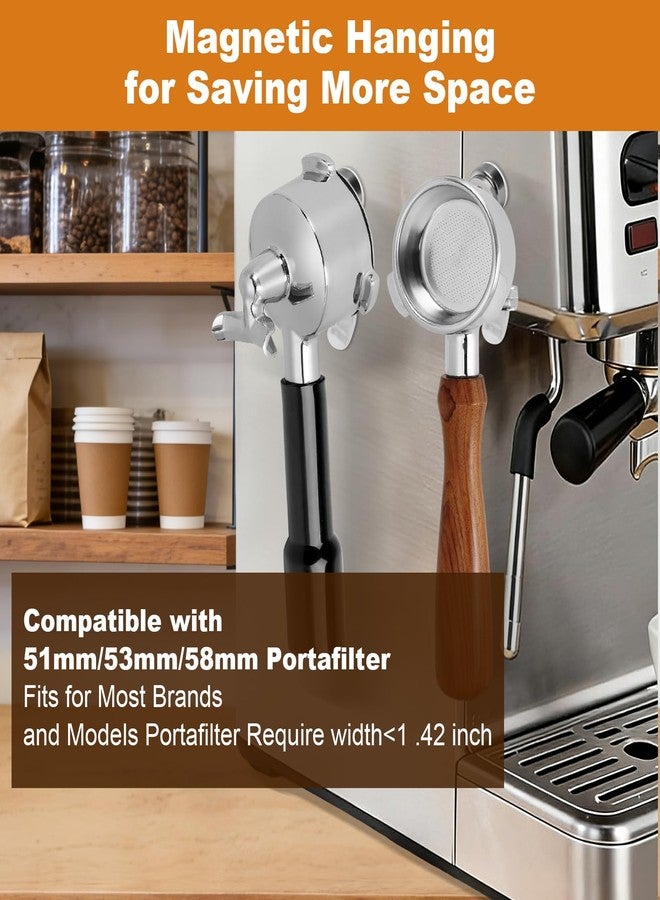 SavStor Magnetic Portafilter Holder : Coffee Portafilter Tamper Holder for Metal Wall Surface, Espresso Machine Accessories Organizer Tools for Ninja, Breville 51, 54, 58mm Portafilters, Stainless Steel - Image 2