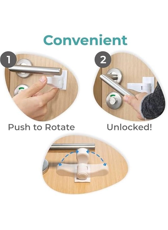 TRASSLE 4 Pack Door Lever Child Lock, Baby Proofing Door Locks Deter Kids Pets from Opening Handle Doors & Getting Locked in Rooms, 3M Adhesive, Tool-Free Install Easy to Use  - Image 3