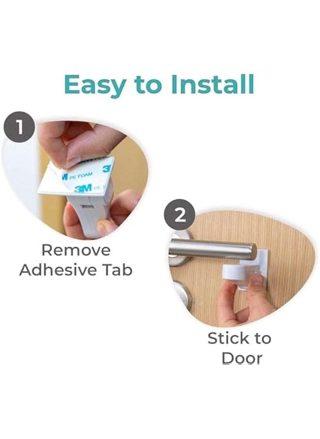 TRASSLE 4 Pack Door Lever Child Lock, Baby Proofing Door Locks Deter Kids Pets from Opening Handle Doors & Getting Locked in Rooms, 3M Adhesive, Tool-Free Install Easy to Use  - Image 4