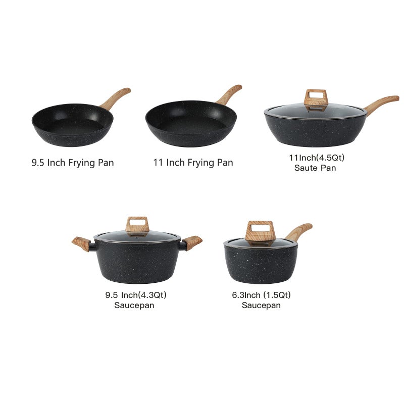 Anymark 16PCS Pots and Pans Set Non Stick Cookware Set Nonstick with Cooking Set - Image 2