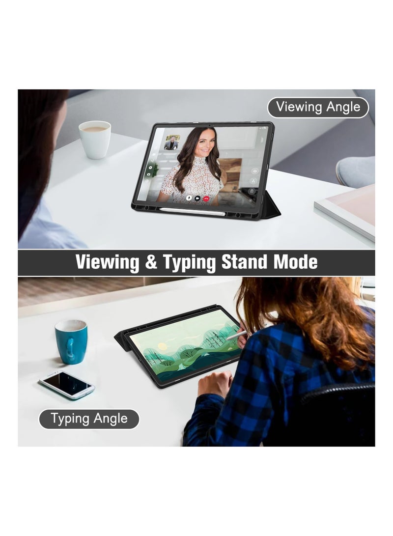 Y&D Hybrid Slim Case for Samsung Galaxy Tab S9 FE+ Plus/Galaxy S9+ Plus 12.4 Inch 2023 with S Pen Holder, Shockproof Cover Clear Transparent Back Shell, Auto Wake/Sleep, Black - Image 4