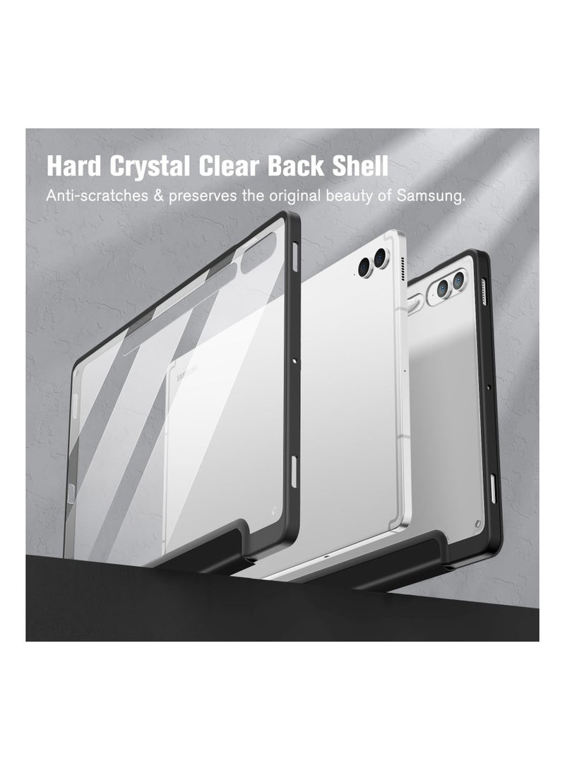 Y&D Hybrid Slim Case for Samsung Galaxy Tab S9 FE+ Plus/Galaxy S9+ Plus 12.4 Inch 2023 with S Pen Holder, Shockproof Cover Clear Transparent Back Shell, Auto Wake/Sleep, Black - Image 3
