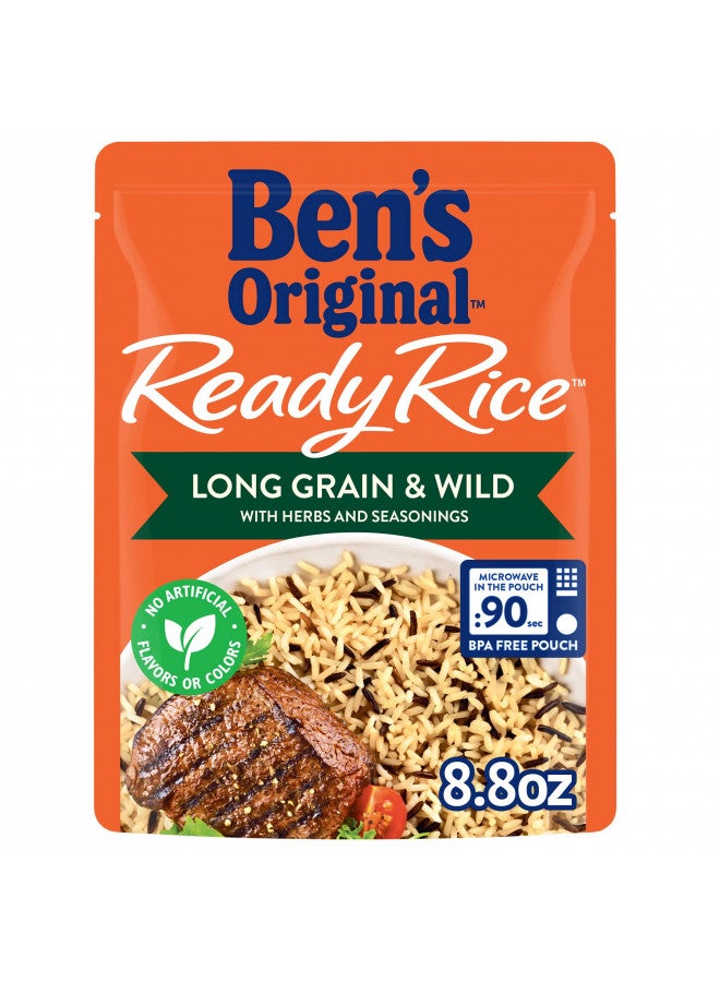 Ben's Original BEN'S ORIGINAL Ready Rice Long Grain and Wild Flavored Rice, Easy Dinner Side, 8.8 OZ Pouch (Pack of 12)  - Image 1
