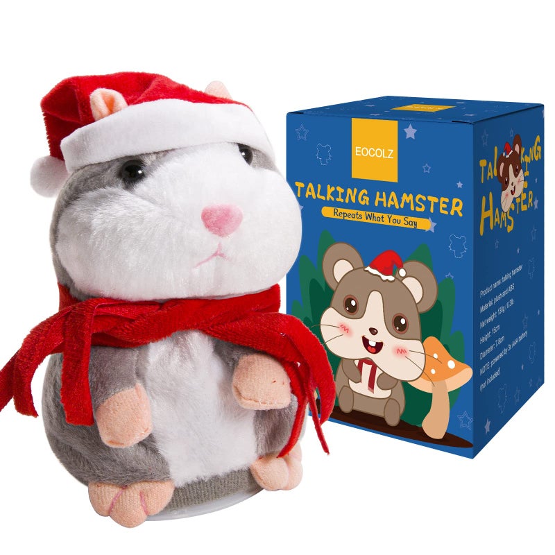 Eocolz Talking Hamster Repeats What You Say Mimicry Pet Plush Buddy Electronic Mouse Interactive Toy Funny Kids Stuffed Toys Children Early Learning for Girl and Boy Gift Gray - Image 2