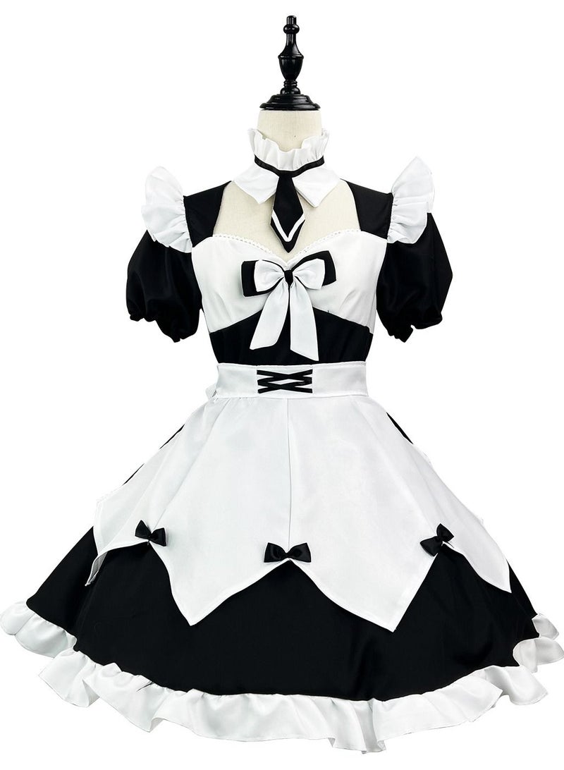 Loquat Bowtie Maid Japanese Anime Cosplay Clothing Black - Image 1